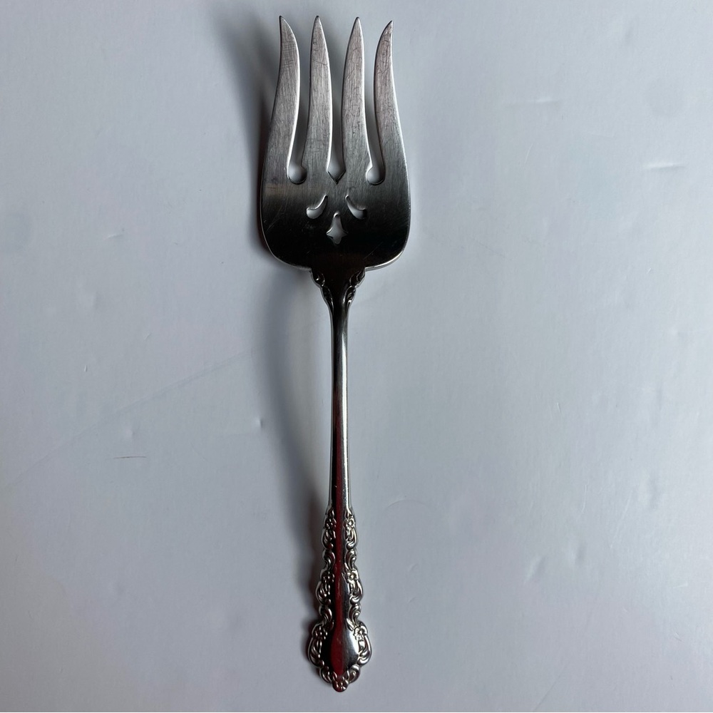 Vintage Oneida SHELLEY Serving Fork Heirloom Cube Mark Stainless Steel Meat